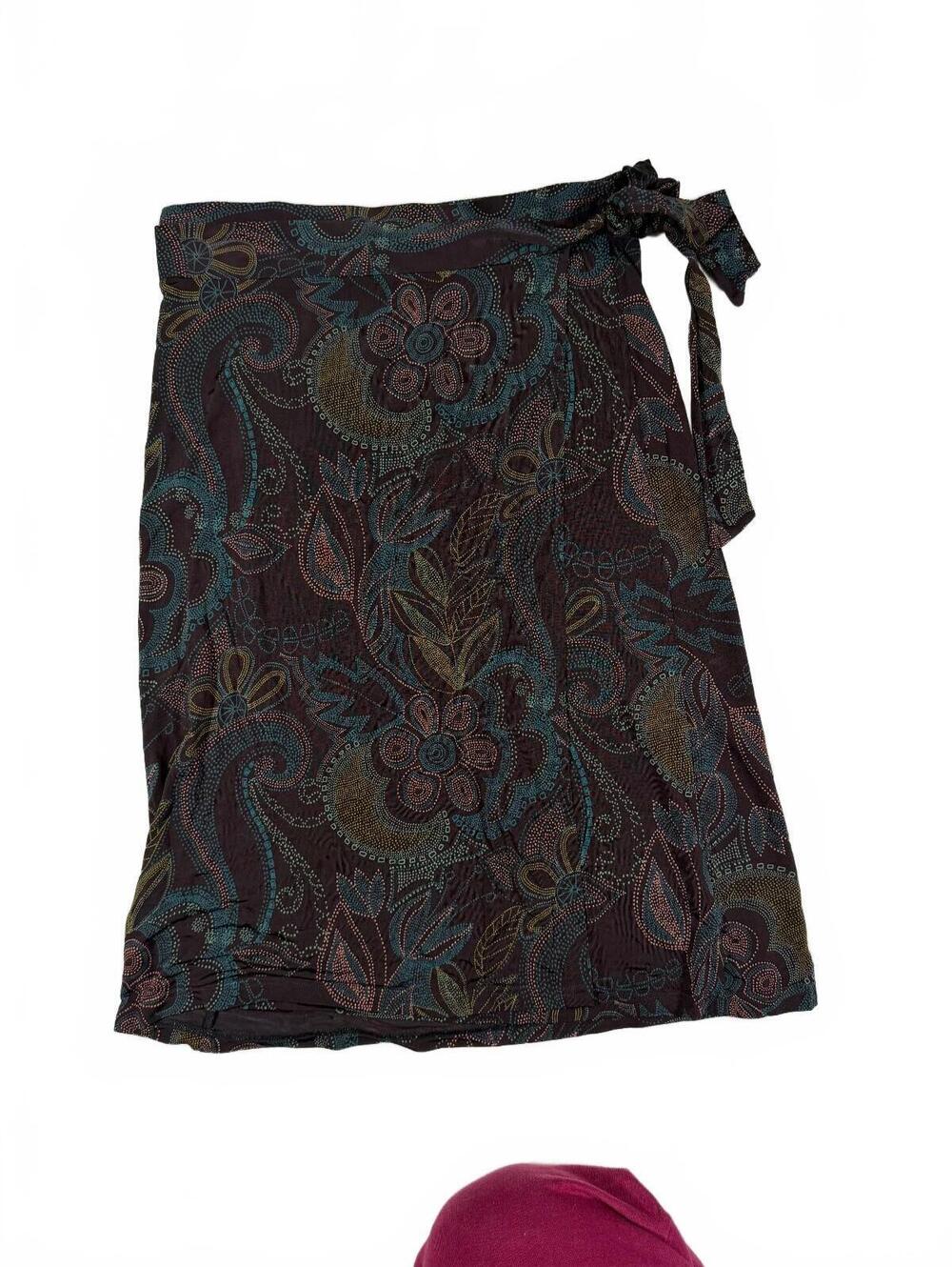 Y2K Boho Brown Paisley Print Wrap Style H&M Skirt Measures Size S